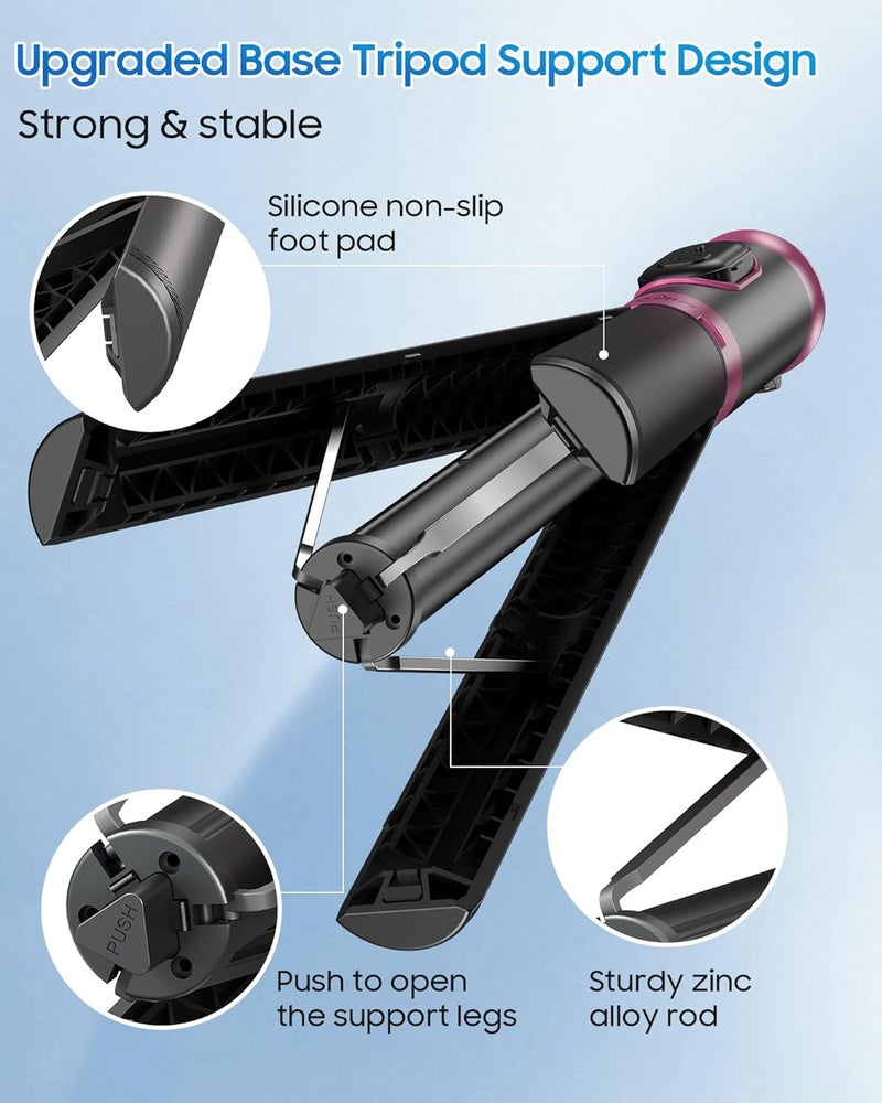 Aklima 67" Selfie Stick Tripod, All in One Phone Tripod with Wireless Remote, Extendable Compact Tripods Portable Travel Stand for iPhone Android Selfie/Video Recording/Live Stream/Vlog - Image 3